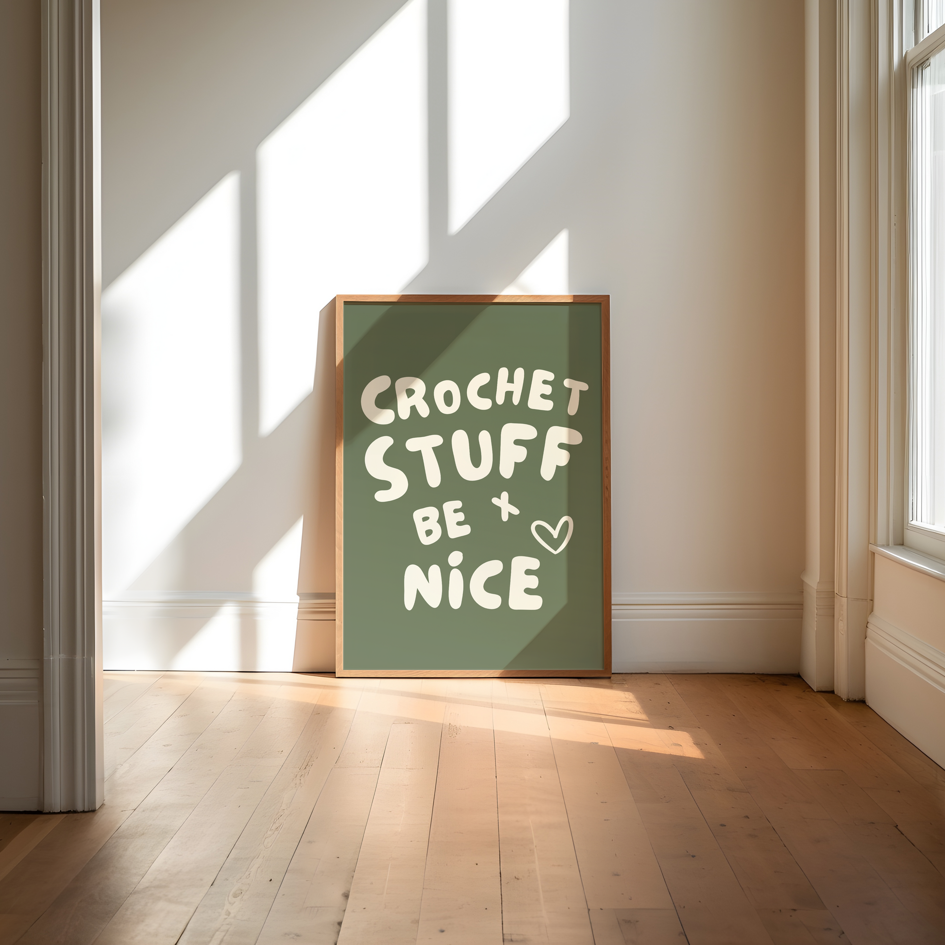 crochet stuff and be nice digital art print khaki cream