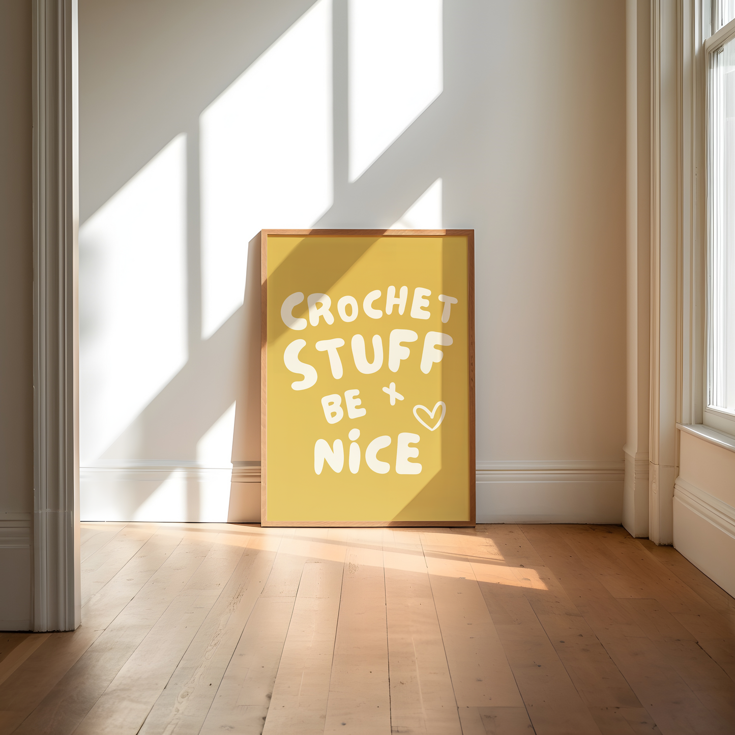 crochet stuff and be nice digital art print mustard cream