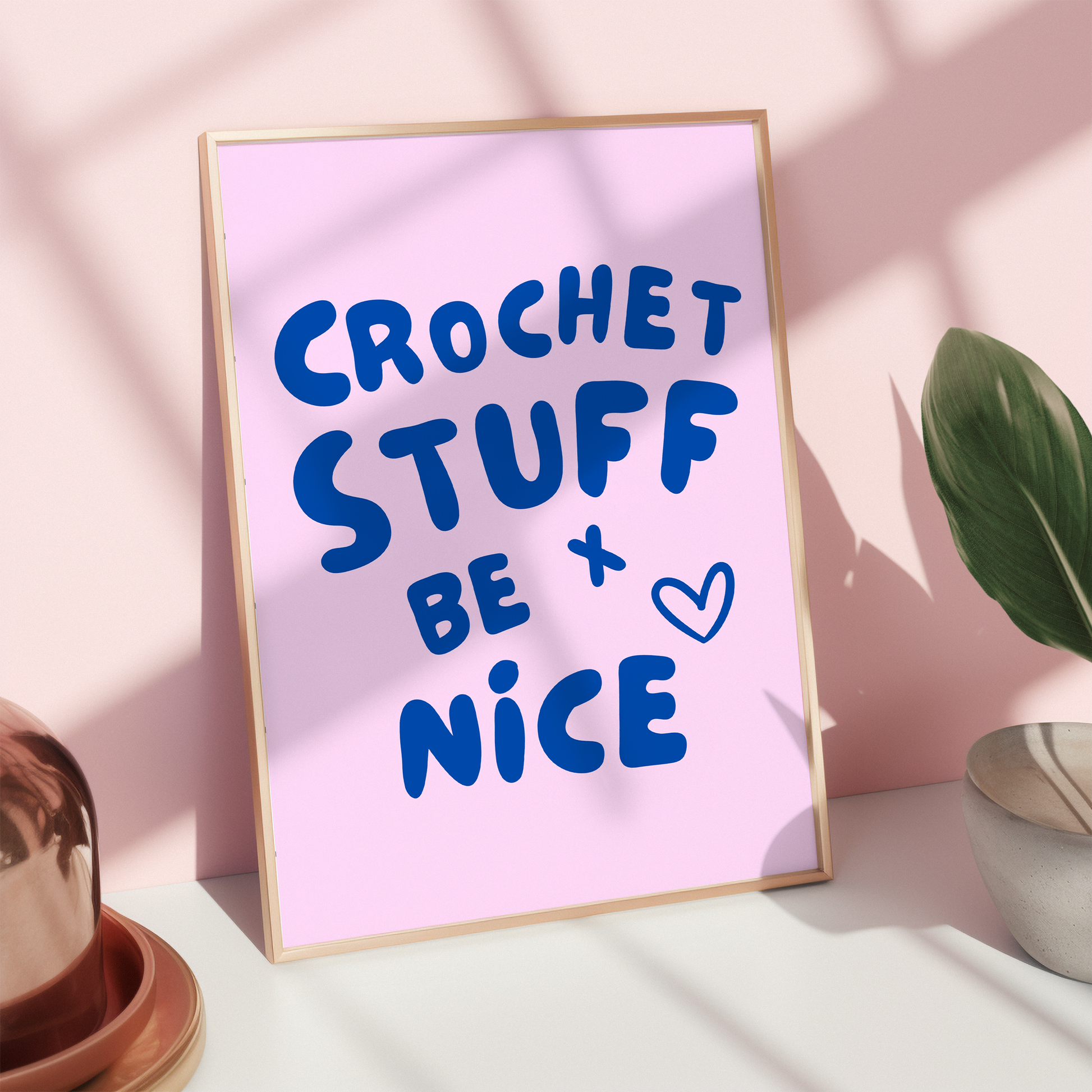 crochet stuff and be nice digital art print pink blue