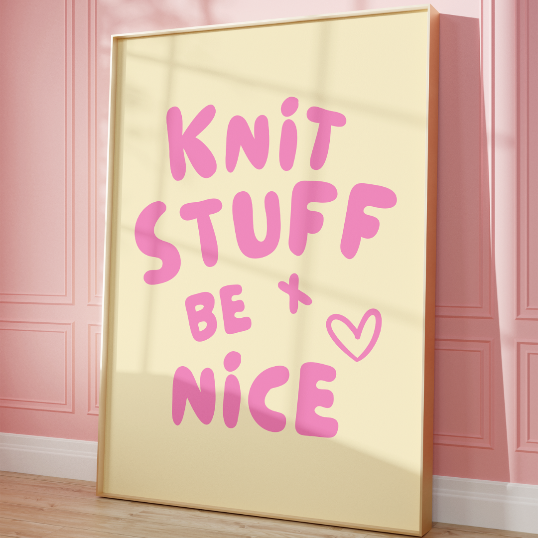 knit stuff and be nice digital art print cream pink