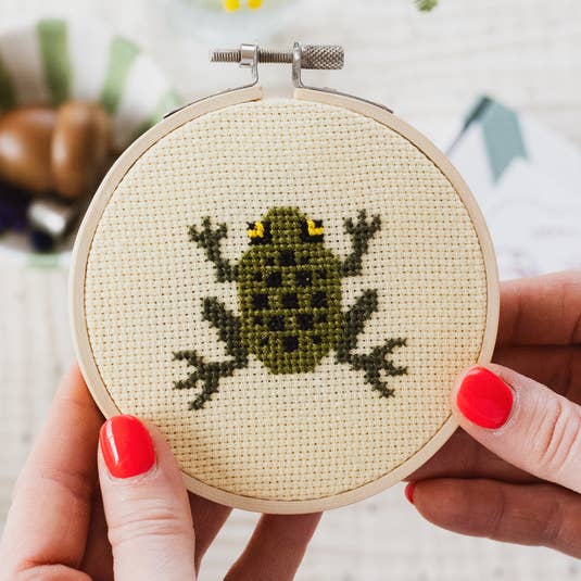 Cotton Clara cross stitch kit - frog
