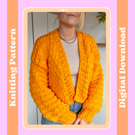 super chunky textured cardigan digital knitting pattern confident beginner level