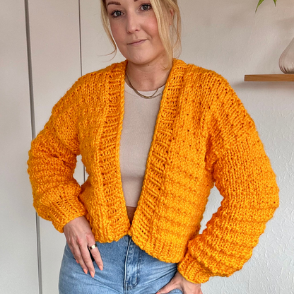 super chunky textured cardigan digital knitting pattern confident beginner level