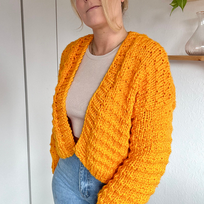 super chunky textured cardigan digital knitting pattern confident beginner level