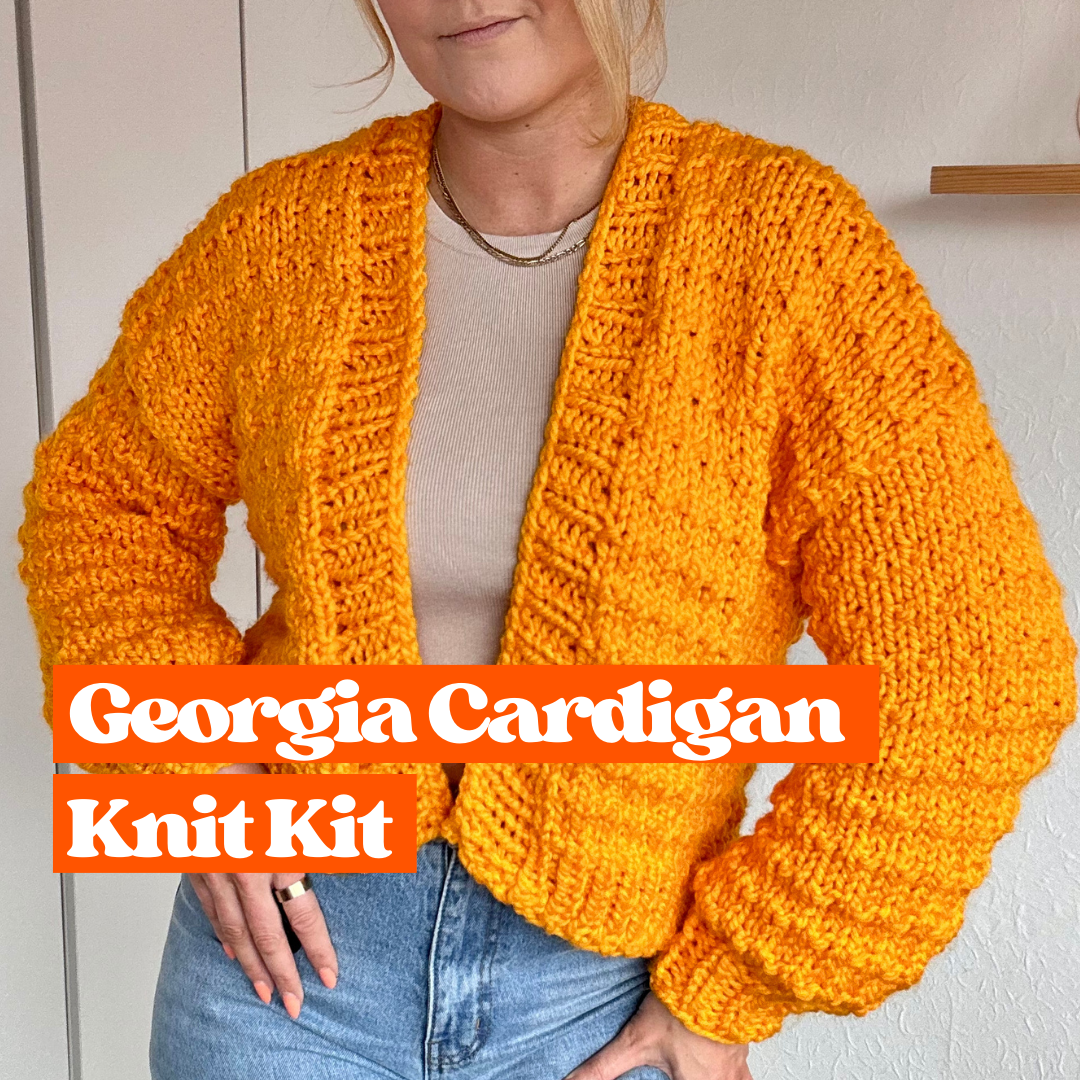 wool blend chunky textured confident beginner cardigan knit kit