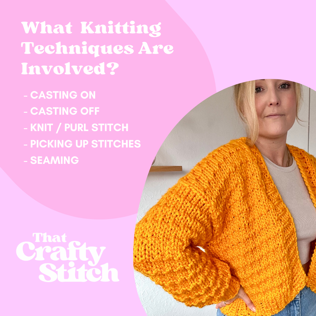 chunky textured confident beginner cardigan knitting kit