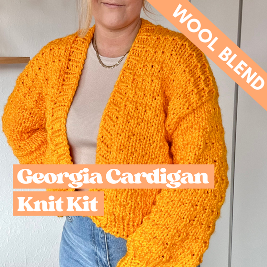 wool blend chunky textured confident beginner cardigan knit kit
