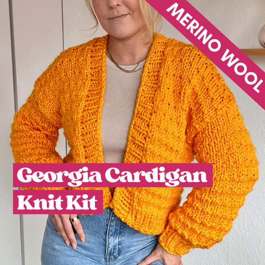 merino wool luxury chunky cardigan knit kit
