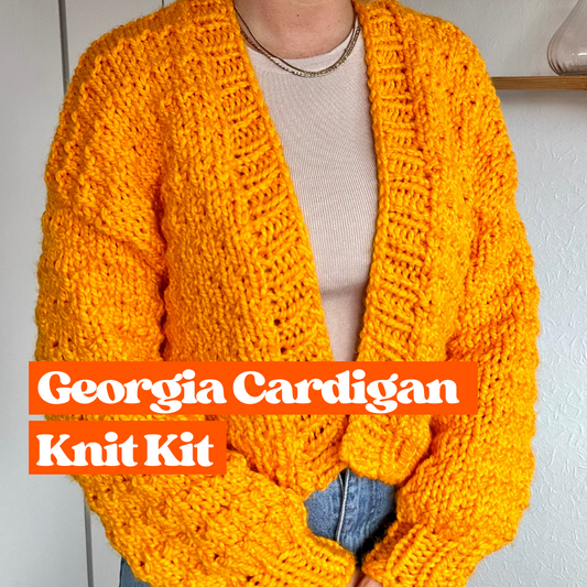 chunky textured confident beginner cardigan knitting kit