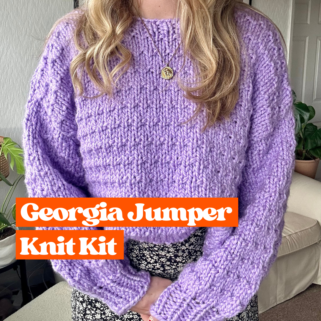 textured chunky knit intermediate jumper knitting kit