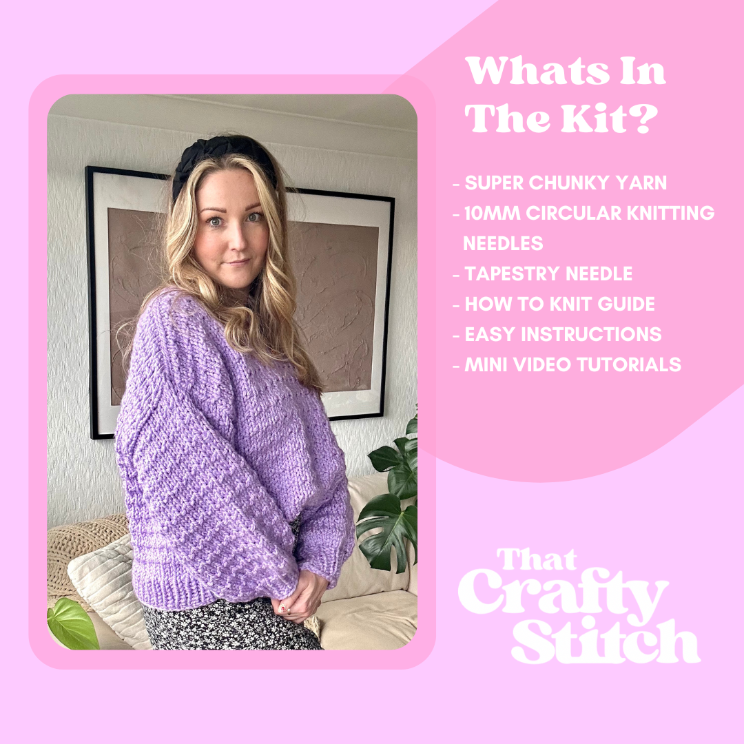 textured chunky knit intermediate jumper knitting kit