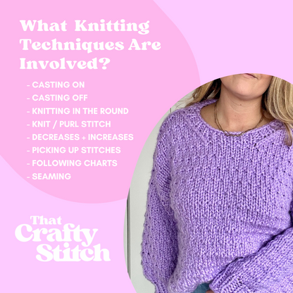 textured chunky knit intermediate jumper knitting kit