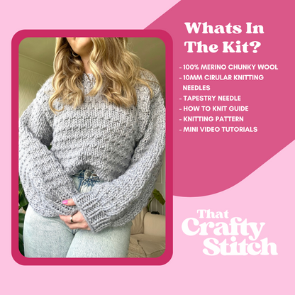 luxury merino wool chunky jumper knitting kit