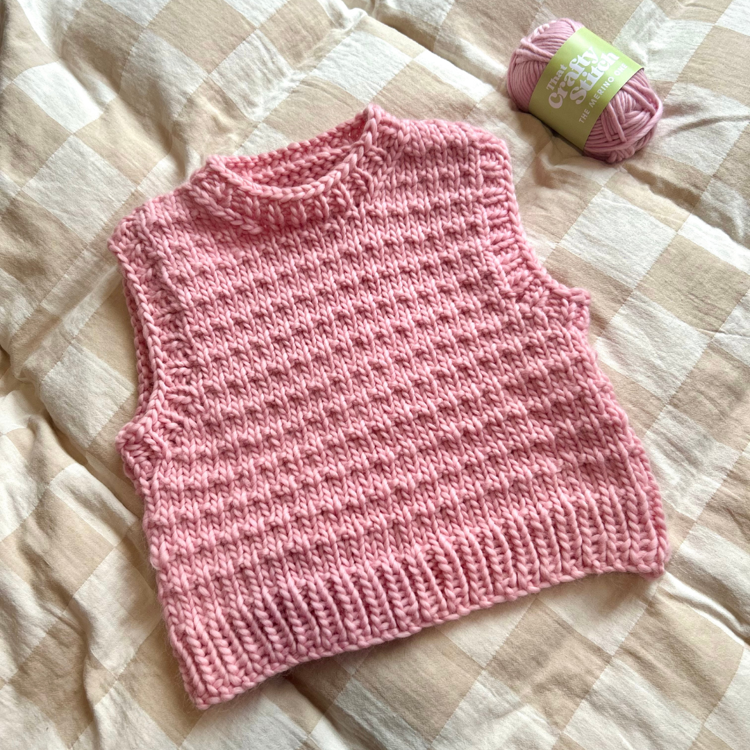 super chunky textured sweater vest digital knitting pattern