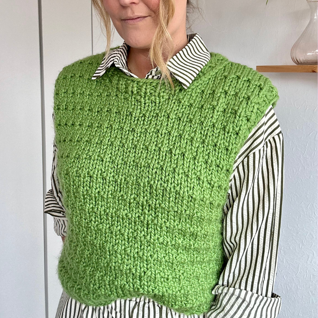 super chunky textured sweater vest digital knitting pattern