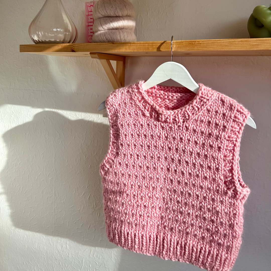 chunky textured sweater vest knitting kit