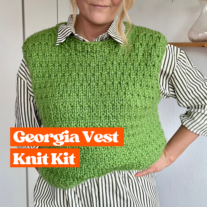 chunky textured sweater vest knitting kit intermediate level knit kit