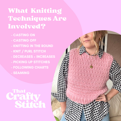 chunky textured sweater vest knitting kit