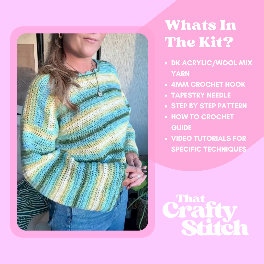 Hallie Aurora Sweater crochet kit | easy crochet sweater crochet kit | lightweight crochet sweater | DIY crochet kit