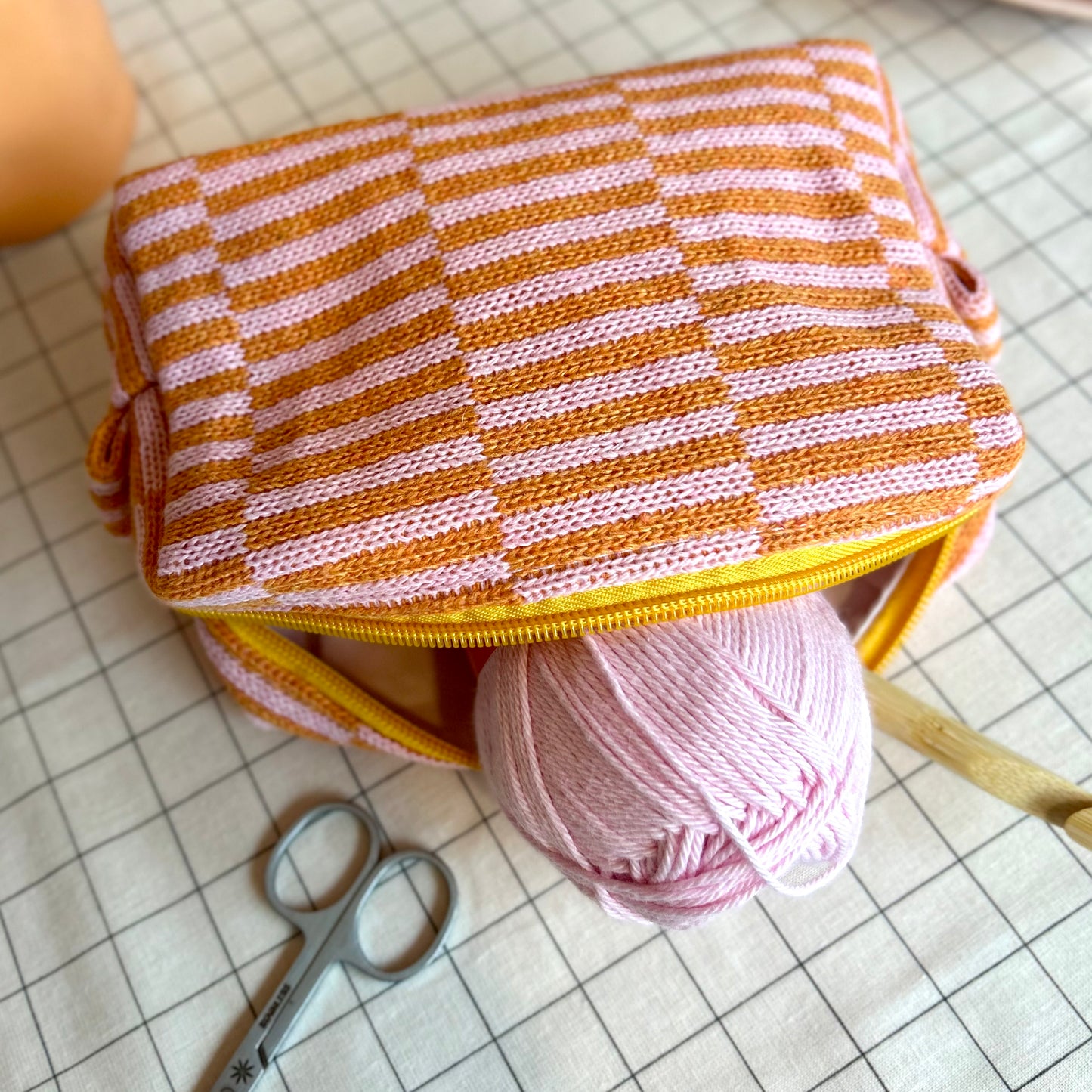 MINI PROJECT BAG - Pink + Orange