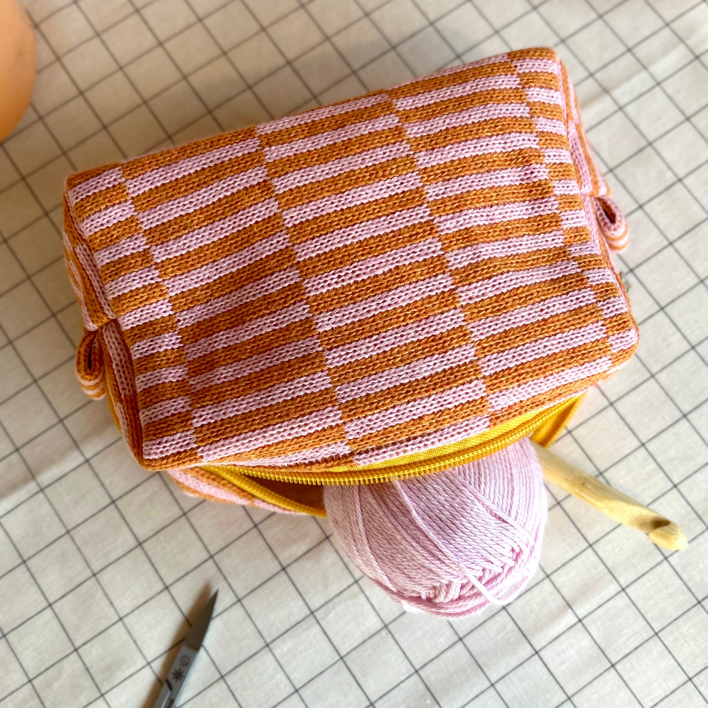 MINI PROJECT BAG - Pink + Orange