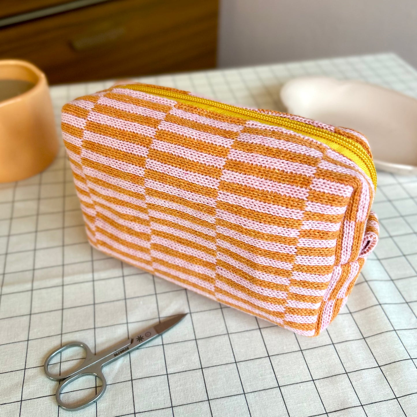 MINI PROJECT BAG - Pink + Orange