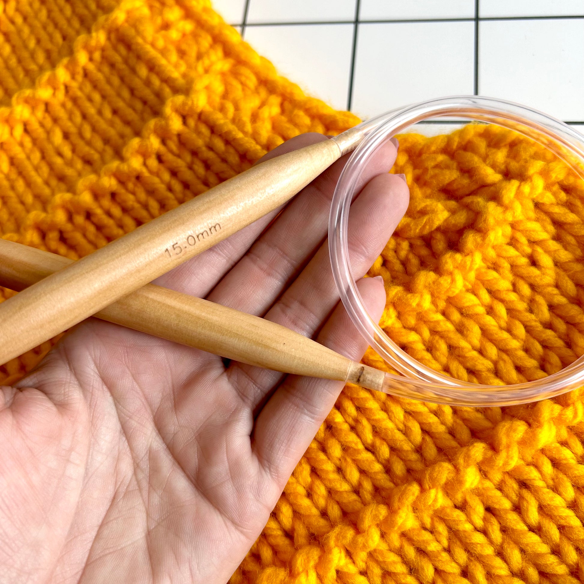 15mm knitting needle bundle | short 15mm straight needles | 15mm circular needles