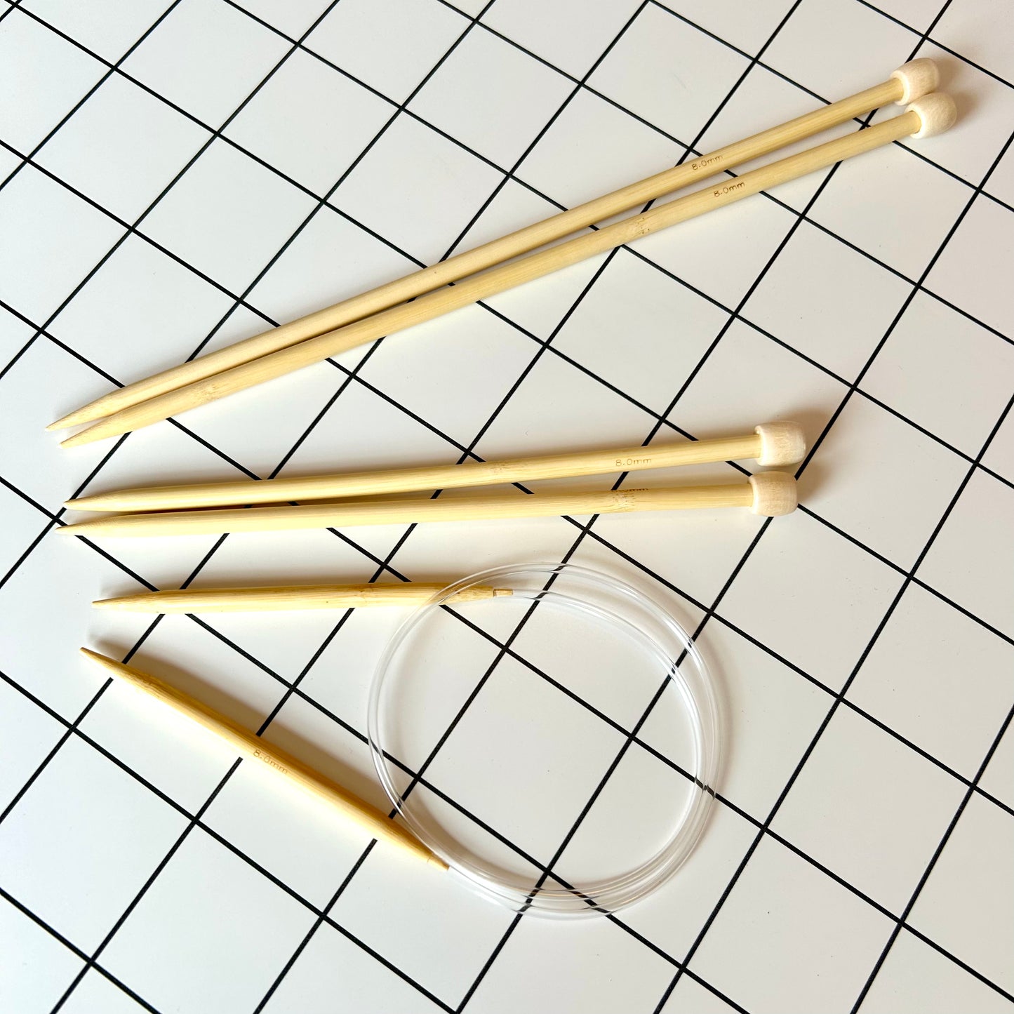 8mm knitting needle bundle | circular and straight knitting needles | Wooden knitting needles