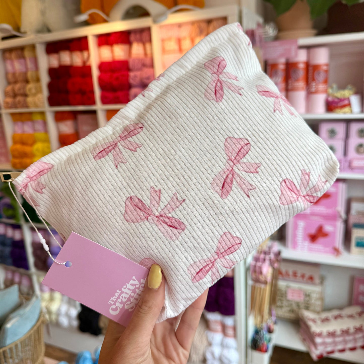 MINI PROJECT BAG - Pink Bows