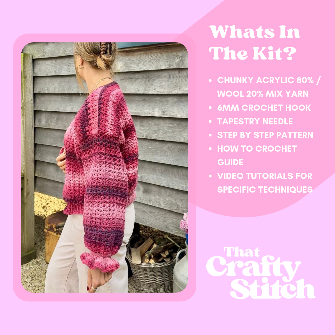 Ivy cardigan crochet kit | aurora chunky yarn | easy diy crochet kit | cardigan kit