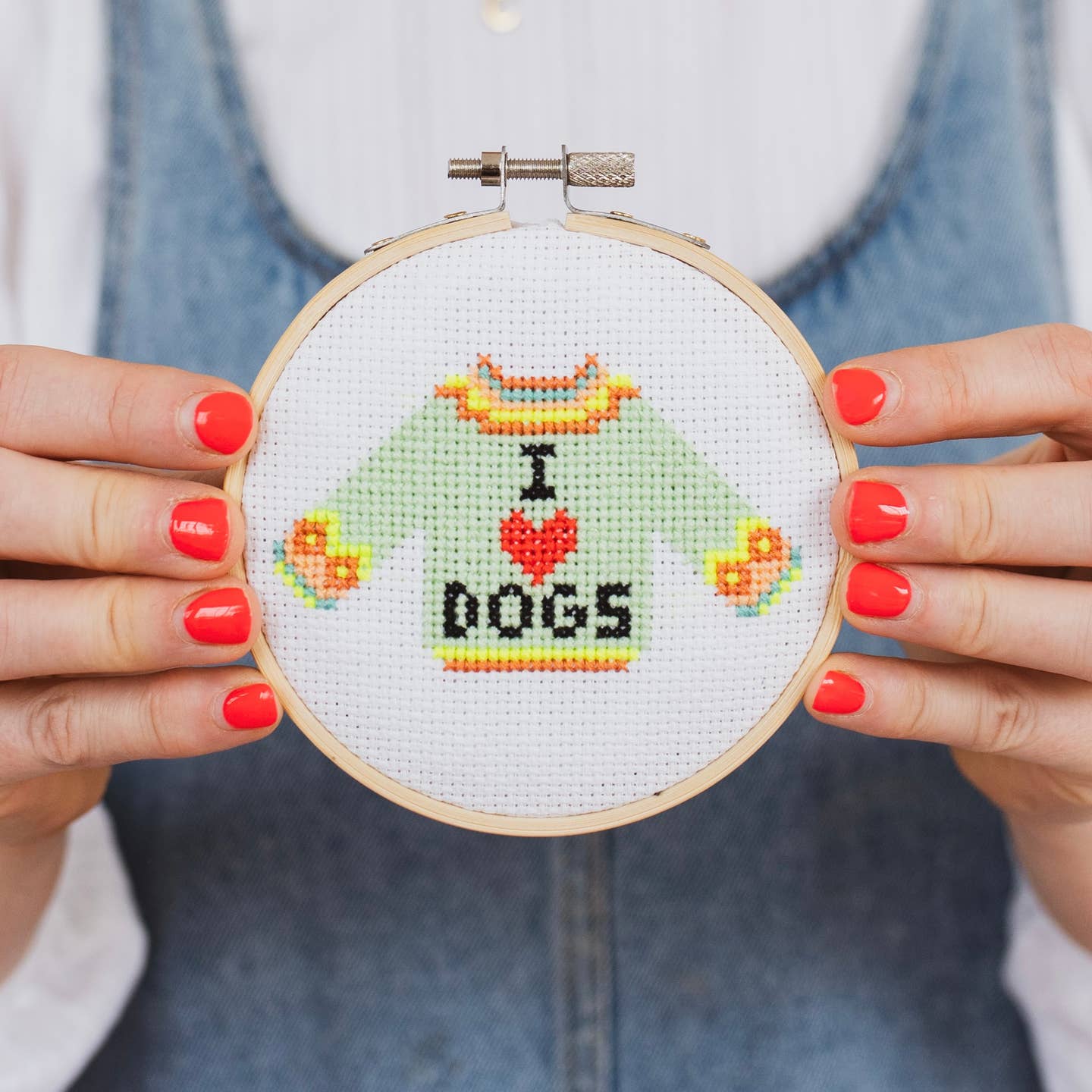 Cotton Clara cross stitch kit - I love dogs
