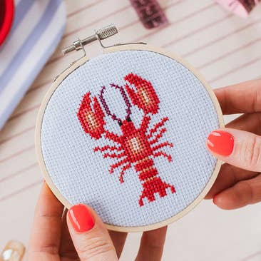 Cotton Clara cross stitch kit - lobster