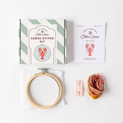 Cotton Clara cross stitch kit - lobster