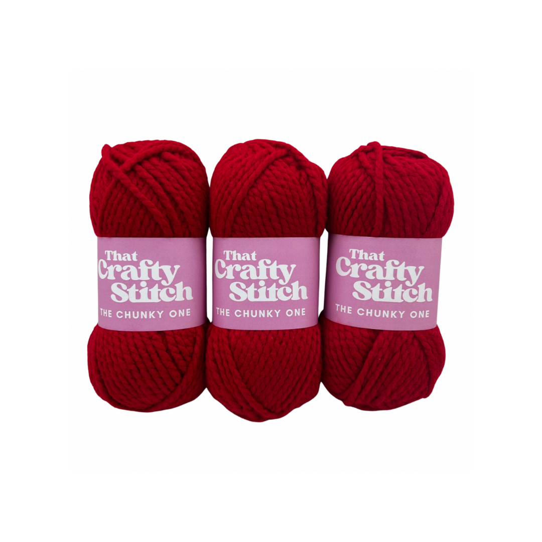 red super chunky yarn bundle