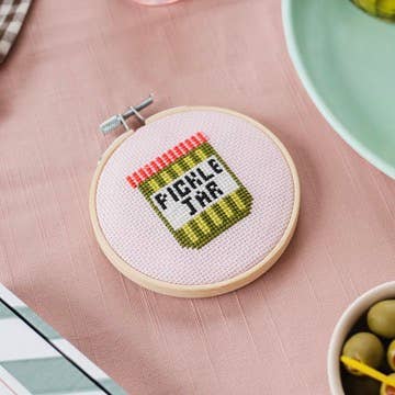Cotton Clara cross stitch kit - pickle jar