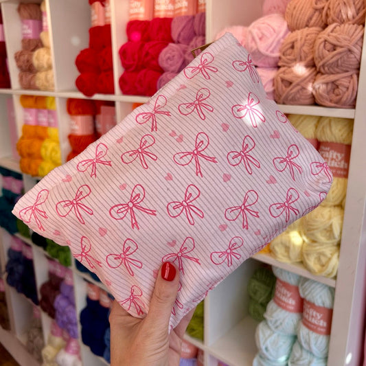 Pink bow project bag