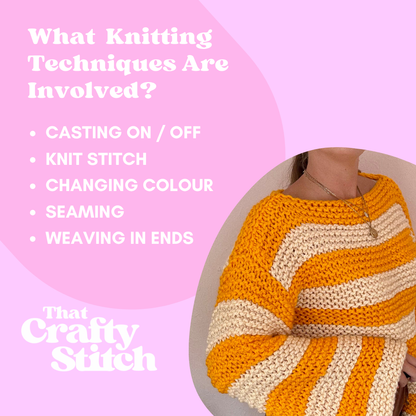 Stripe beginner jumper knitting pattern | digital knitting pattern | beginner friendly 