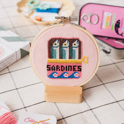Cotton Clara cross stitch kit - sardines