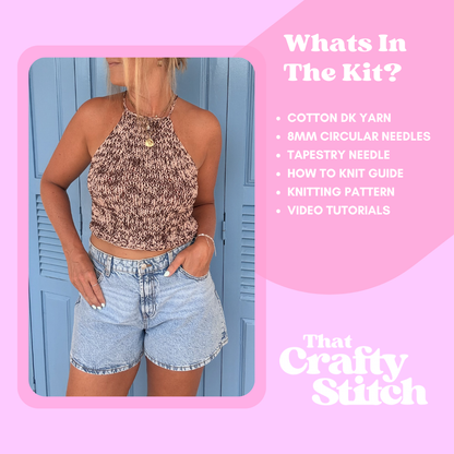 Tori tank top knitting kit | DK cotton knit kit | confident beginner knit kit | summer top knitting kit