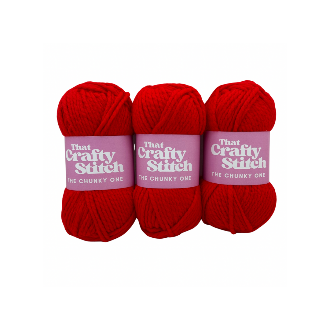 red super chunky yarn bundle