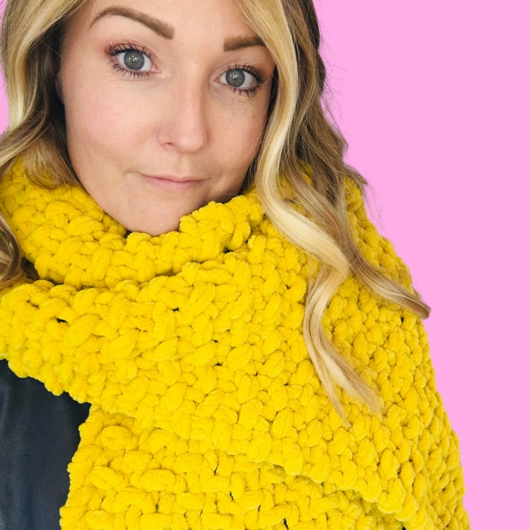 chenille scarf knitting kit - beginner friendly