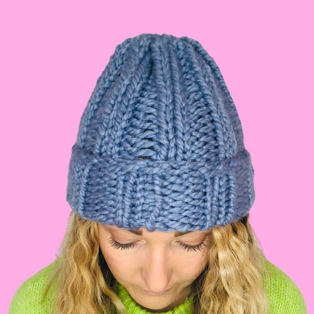 ribbed beanie hat knit kit