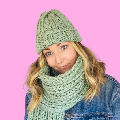 beginner hat and scarf knit kit