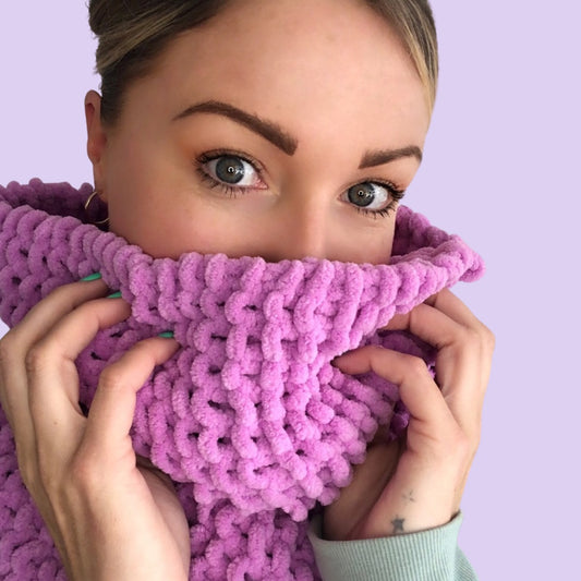 chenille snood knitting kit - learn to knit kit