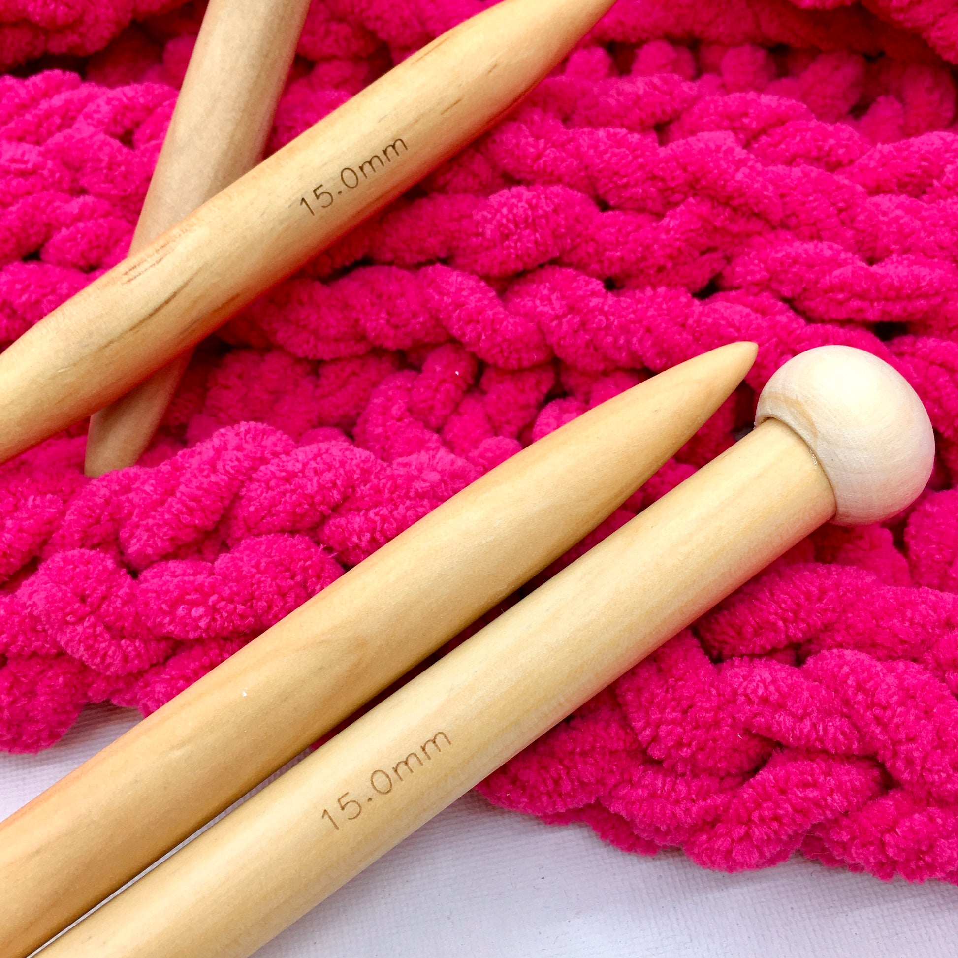15mm short knitting needles | beech wood knitting needles
